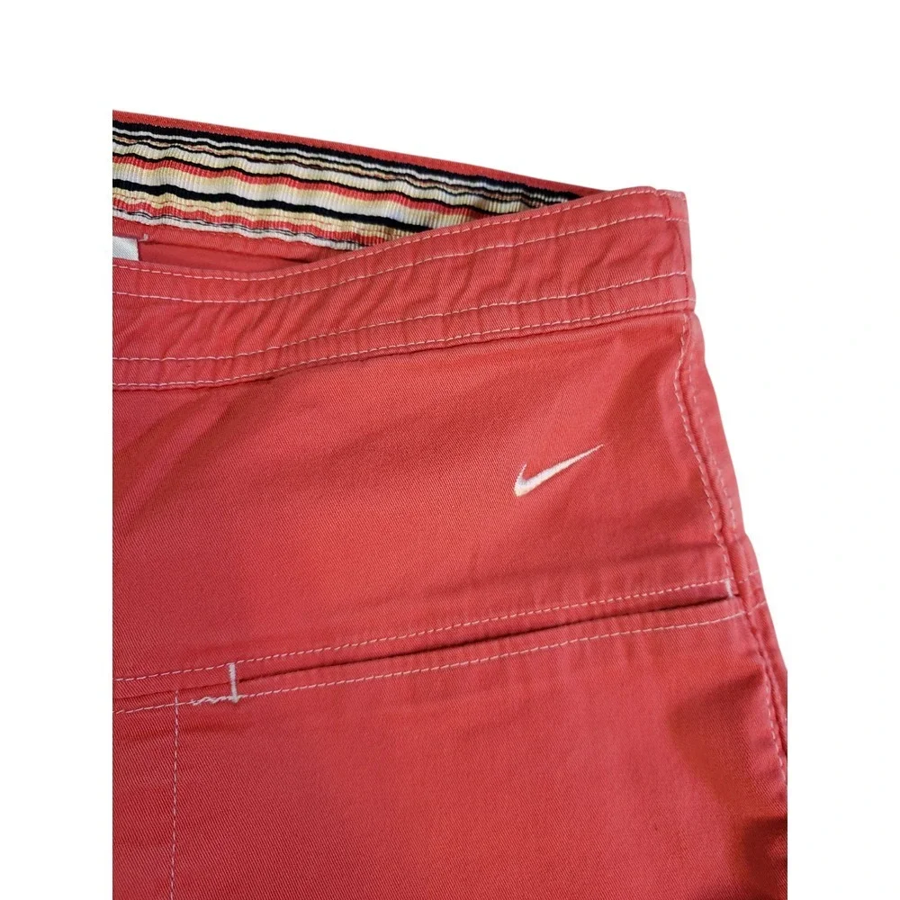 Nike Womens Trouser Pants‎ S Red Drawstring Waist Flat Front Mid Rise Pockets